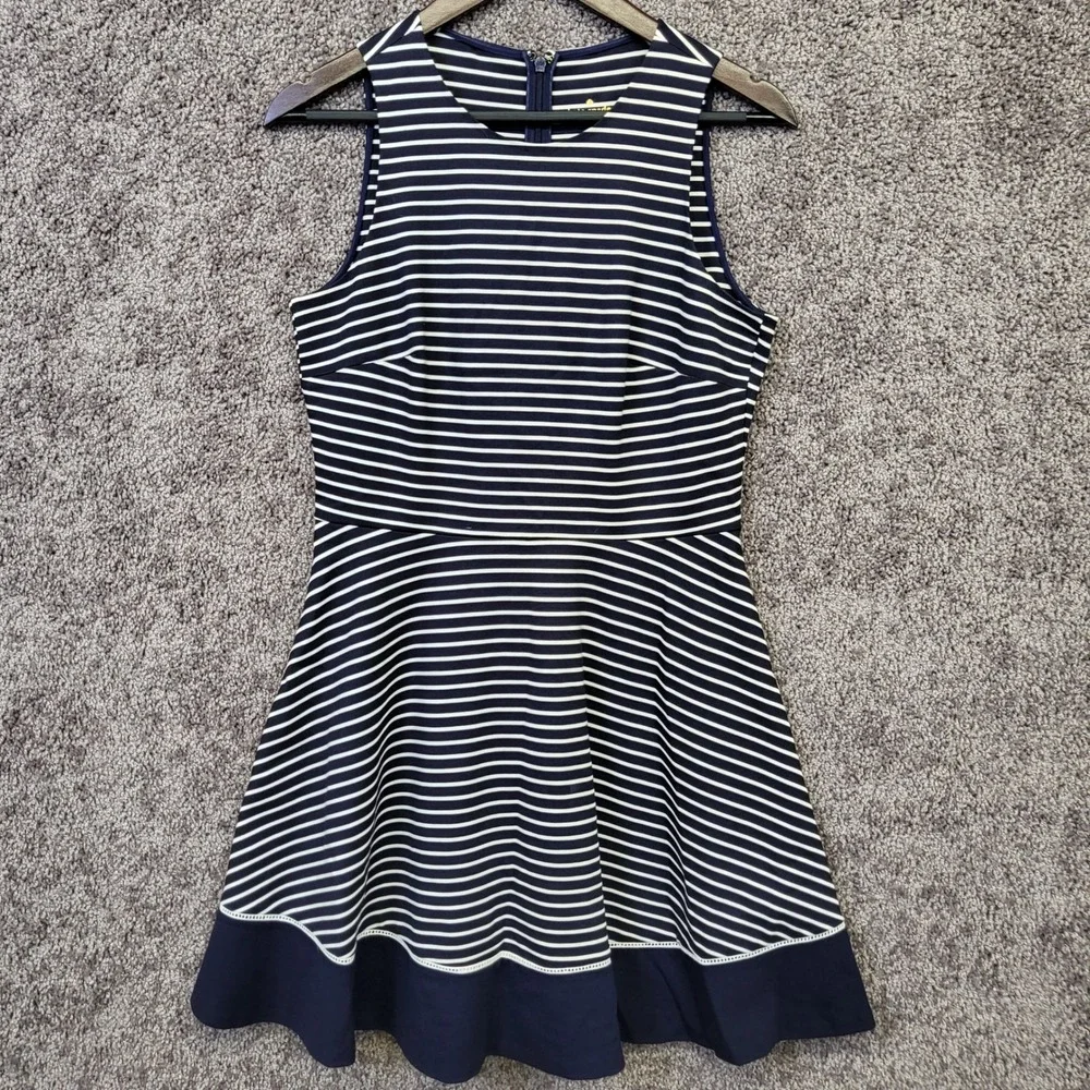 Kate Spade Fit and Flare Dress Womens 4 Navy White Striped Excellent NJMU8912